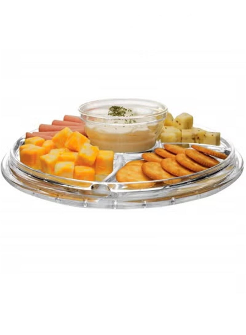 Beauenty Extra Large (12") 6 in 1 Acrylic Cake Stand with Dome Lid Multifunctional Serving Platter and Plate, Salad Bowl/Veggie Platter/Punch Bowl/Desert Platter/Chips & Dip - BPA Free - Image 2